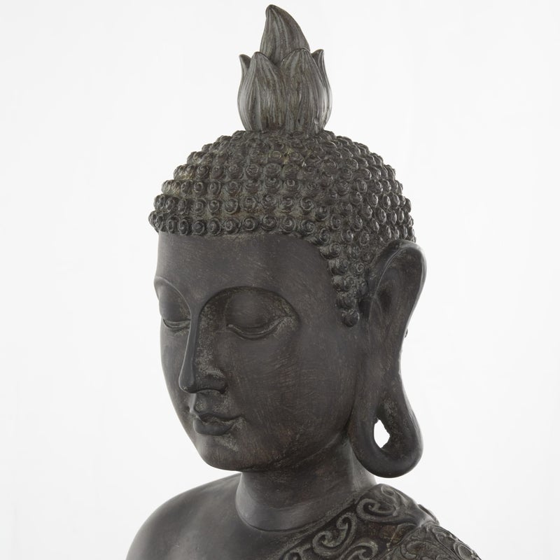 Deco 79 Polystone Buddha Decorative Sculpture Meditating Home Decor Statue with Engraved Carvings and Relief Detailing, Accent Figurine 11" x 7" x 21", Brown - Image 4